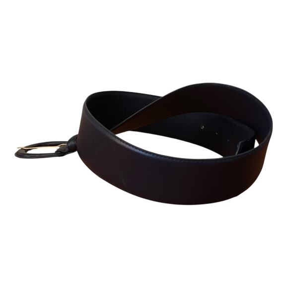 Charter Club Belt Genuine Black Leather Gold Tone Prong Women's Size Large - Picture 3 of 13